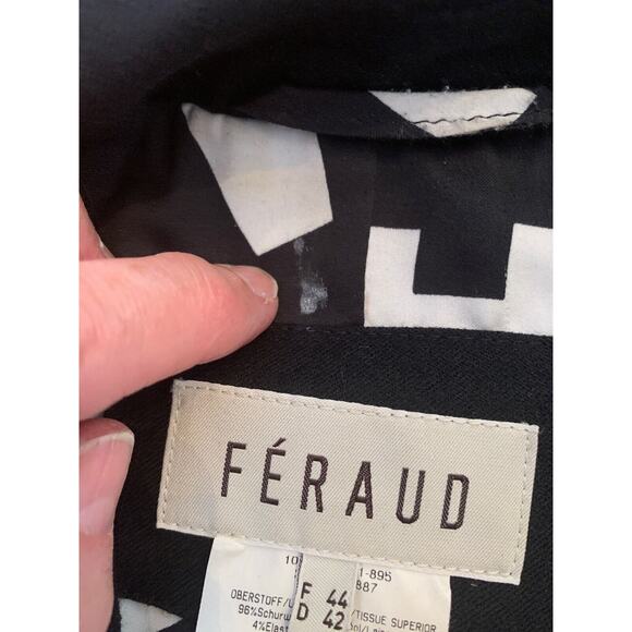 Size 44 (12) Feraud Black Womens Blazer Jacket Braided Trim Vintage Wool Blend - Picture 12 of 12